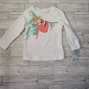 Girls Size 12 Months Cat & Jack Sloth Rashguard Swim Top With SPF 50+